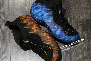 sty custom球鞋定制 air foamposite one 冰火鸳鸯 喷泡均可改