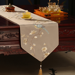 新中式桌旗中式禅意中国风简约茶桌桌旗电视柜盖布长桌旗床旗定做