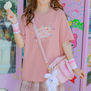原创森女部落粉色软妹t恤可爱日系甜美萌系短袖衣服夏装2020新款