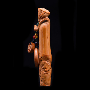 竹雕名家张念超纯手工雕刻实心竹一品青莲手把件文玩竹节把件文玩