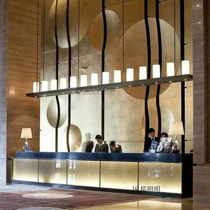 酒店前台吊灯吧台定制收银台大堂大厅长款长方形长条餐厅酒吧灯具