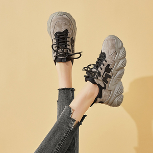 ad hepburn 真皮春夏透气老爹鞋松糕厚底女鞋