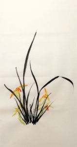 国画兰花兰蕙纯手工手绘真迹 二尺条幅34x68厘米未装裱
