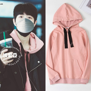 余生请多指教肖战同款衣服女x玖少年团骚粉色情侣衣卫衣ins连帽学