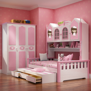 榻榻米床衣柜一体儿童房女孩