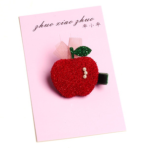 韩国进口材质儿童发饰圣诞苹果发卡子夹闪闪可爱女童头饰品