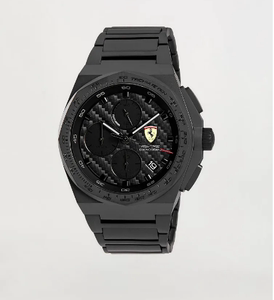 原装法拉利ferrari 男士机械手表哑光黑色aspire 44mm钢表带f0353