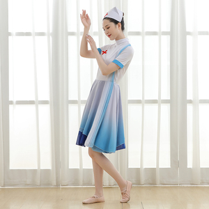 现代护士舞蹈演出服装男女医生连衣裙白衣天使护士服舞台表演衣服
