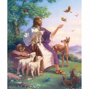 5d钻石画点钻贴钻十字绣客厅新款基督教天主教人物耶稣牧羊和平鸽