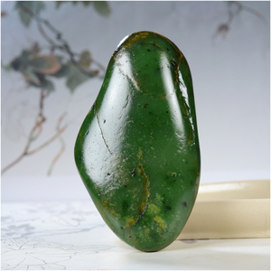玉石缘【原石269g】新疆和田玉天然油润阳绿碧玉籽料大气手把件