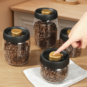 Mongdio咖啡豆保存罐咖啡粉密封罐真空玻璃储存罐奶粉茶叶罐储物