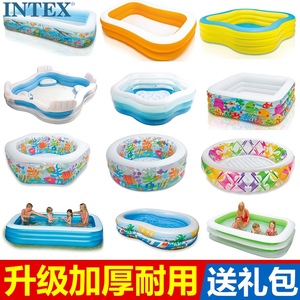 正品INTEX婴儿童充气游泳池家庭超大海洋球池加厚大号成人戏水池