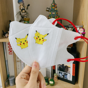 高颜值儿童大人时尚透气3d立体一次性防护口罩皮卡丘卡通图案印花