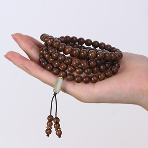 金丝檀木108颗木质佛珠手串男女情侣多圈手链复禅意饰品项链念珠
