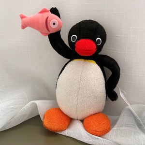 现货日本正版pingu企鹅家族关节可活动毛绒公仔玩偶复古摸鱼玩具