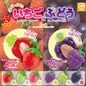 日本草莓葡萄爆珠捏捏乐软胶解压玩具减压发泄球食玩钥匙扣链挂件