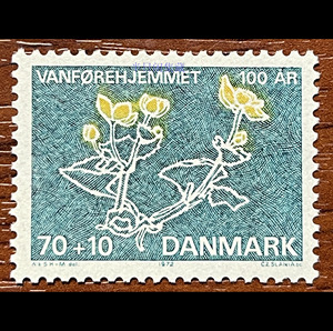 丹麦 1972 湿地环境保护 植物花卉 沼泽金盏花 斯拉尼亚雕刻邮票