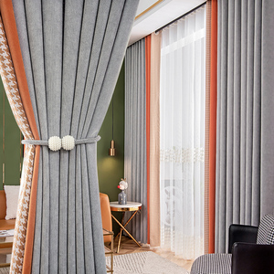 北欧新款窗帘挂钩高档大气轻奢千鸟格客厅卧室遮光窗帘布打孔飘窗