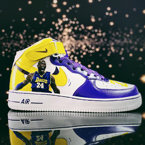 酷动城耐克af1 正品空军一号airforce紫金科比手绘aj1定制diy板鞋