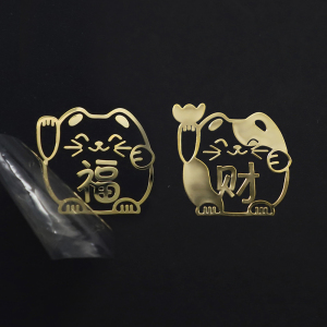 手机贴纸爆款招财猫金属贴纸笔记本吉它汽车装饰贴招财贴福气贴纸