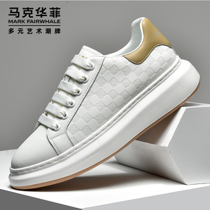 马克华菲男鞋夏季潮鞋真皮麦昆小白鞋男百搭透气网面休闲运动板鞋
