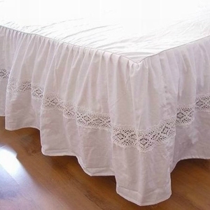 超值韩版欧版精美荷叶边嵌蕾丝花边高支加厚纯棉单件床裙床单床罩