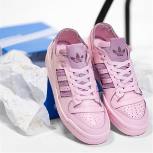 正品阿迪达斯adidas originals forum 84透明粉色三条纹男女板鞋