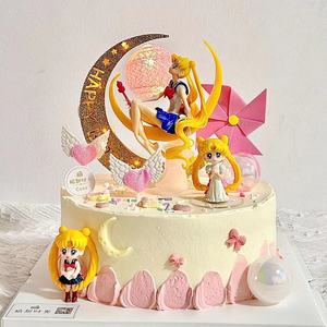 美少女战士蛋糕装饰摆件月亮女神月野兔水冰月女孩生日甜品台插件