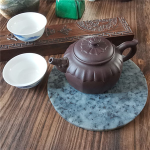 直径15cm深灰色岫玉干泡台茶盘禅意小茶台中式茶具茶道零配壶承托
