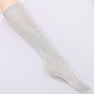 外贸尾单小腿袜夏季薄款女堆堆袜丝光亮面抽条显瘦浅灰色运动穿搭