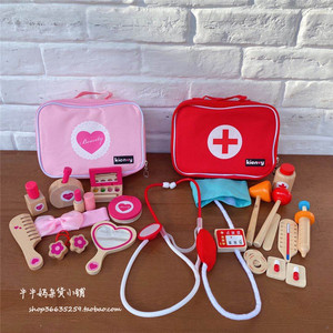 出口韩国女孩化妆包口红镜子儿童医生玩具套装医疗包过家家听诊器