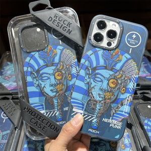 rock潮牌13promax磁吸手机壳适用iphone13全包边复古磨砂防摔套