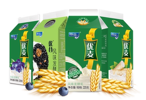 上新得益优麦酸牛奶盒装整箱220g*8盒早代餐学生谷物燕麦风味