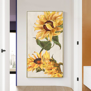 向日葵画进门入户玄关走廊过道装饰画客厅落地壁画北欧直播间挂画