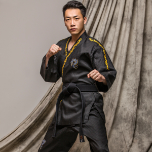 【包邮】高端正品专业教练服wtf成人男女跆拳道服装长袖跆拳道服