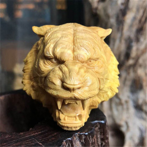 小叶黄杨木雕老虎头像挂件实木雕刻立体生肖虎吊坠钥匙扣手把玩件