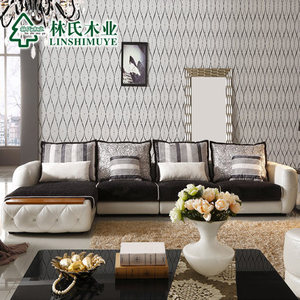 林氏木业现代简约欧式皮布沙发组合小户型客厅皮配布…