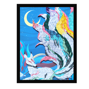 山海经异兽衍纸九尾狐动物手工diy儿童学生折纸老年大学社区活动