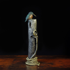 天工翠鸟线香香炉全铜铜塑郑宝成原创简约桌面家居 摆件 送礼祝福