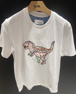 2021年新款coach c4969印花rexy恐龙女士短袖休闲圆领直筒t恤上衣