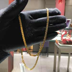 周大福 国内专柜正品折扣代购 足金黄金项链 z字链 男士项链 素金