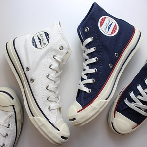 日本限定匡威converse jack purcell开口笑复古高帮蓝白帆布鞋男