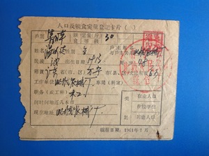 海南粮票收藏1961年万宁县北坡人民公社定量粮票30斤