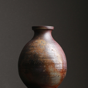 日本进口备前烧世家二代小西陶古手工柴烧大花瓶日式陶瓷插花花器