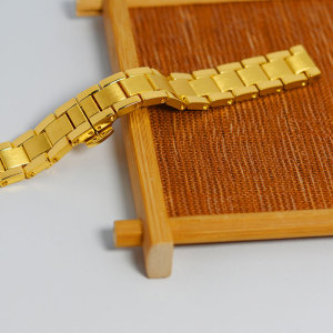 纯金表带足金999黄金表链3d硬金男女蝴蝶扣金表链子不褪色定制