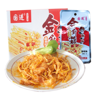 国进金针菇红油香辣金菇脆笋24gx30包小包装盒装下饭菜即食零食