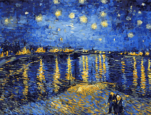 新特价包邮diy数字油画 客厅风景梵高星空大幅手绘装饰画名人名画