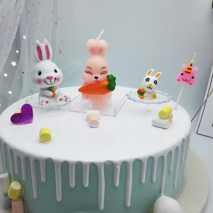 12生肖小兔宝宝生日蜡烛生日礼物礼品1周岁小兔摆件蛋糕装饰
