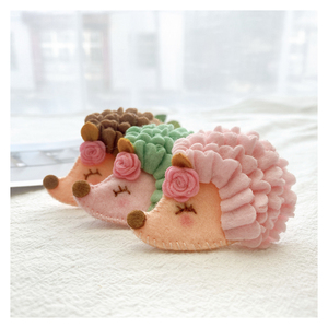 手工定制可爱小刺猬发夹欧美宝宝柔软发带女孩头饰婴幼儿胎毛夹子