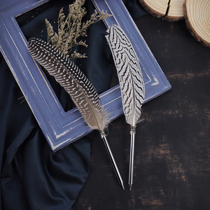 毕业礼物欧式羽毛笔创意羽毛圆珠笔孔雀羽毛金属杆可替换笔芯包邮